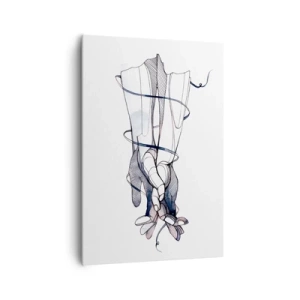 Cuadro sobre lienzo - Impresión de Imagen - Un dibujo sutil de una mano con una delicada flor. - 70x100cm - Un estudio sobre el contacto - Decoración de pared moderna para salón y dormitorio ARTTOR