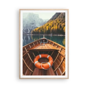 Póster en marco roble claro - Viaje a la montaña - 70x100 cm