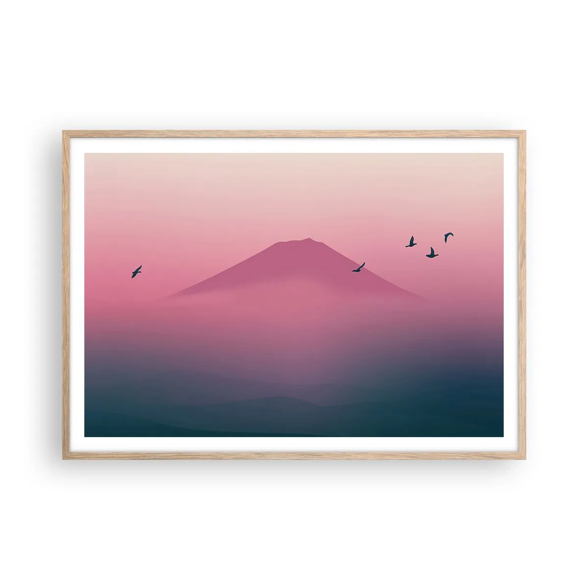 Póster en marco roble claro - Sobre las nubes - 100x70 cm