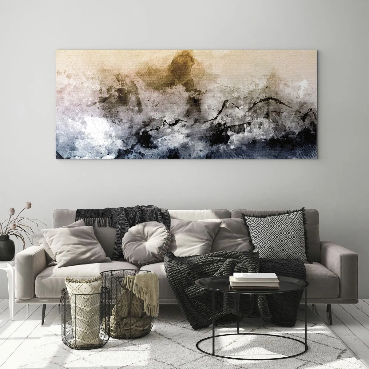 Cuadro sobre vidrio - Impresiones sobre Vidrio - Hundido en una nube de niebla - 100x40 cm
