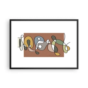 Póster en marco negro - Abstracción colorida con manchas y líneas. - 70x50cm - Una abstracción por la que vale la pena sonreír - Decoración de pared moderna para salón y dormitorio ARTTOR