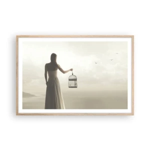 Póster en marco roble claro - Sé libre - 91x61 cm