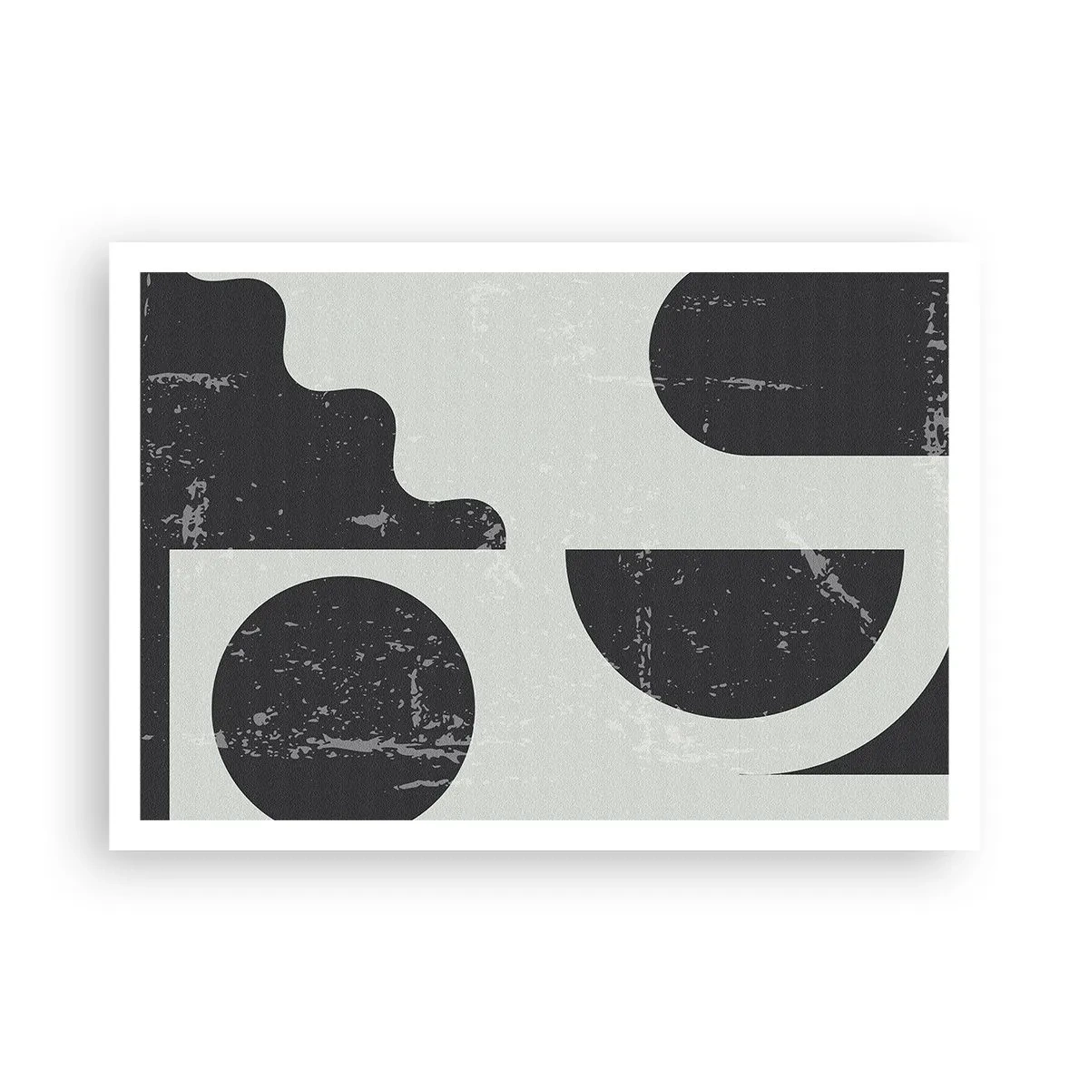 Póster - Patrones geométricos en tonos negros y grises. - 100x70cm - Composición arriba y abajo - Decoración de pared moderna para salón y dormitorio ARTTOR