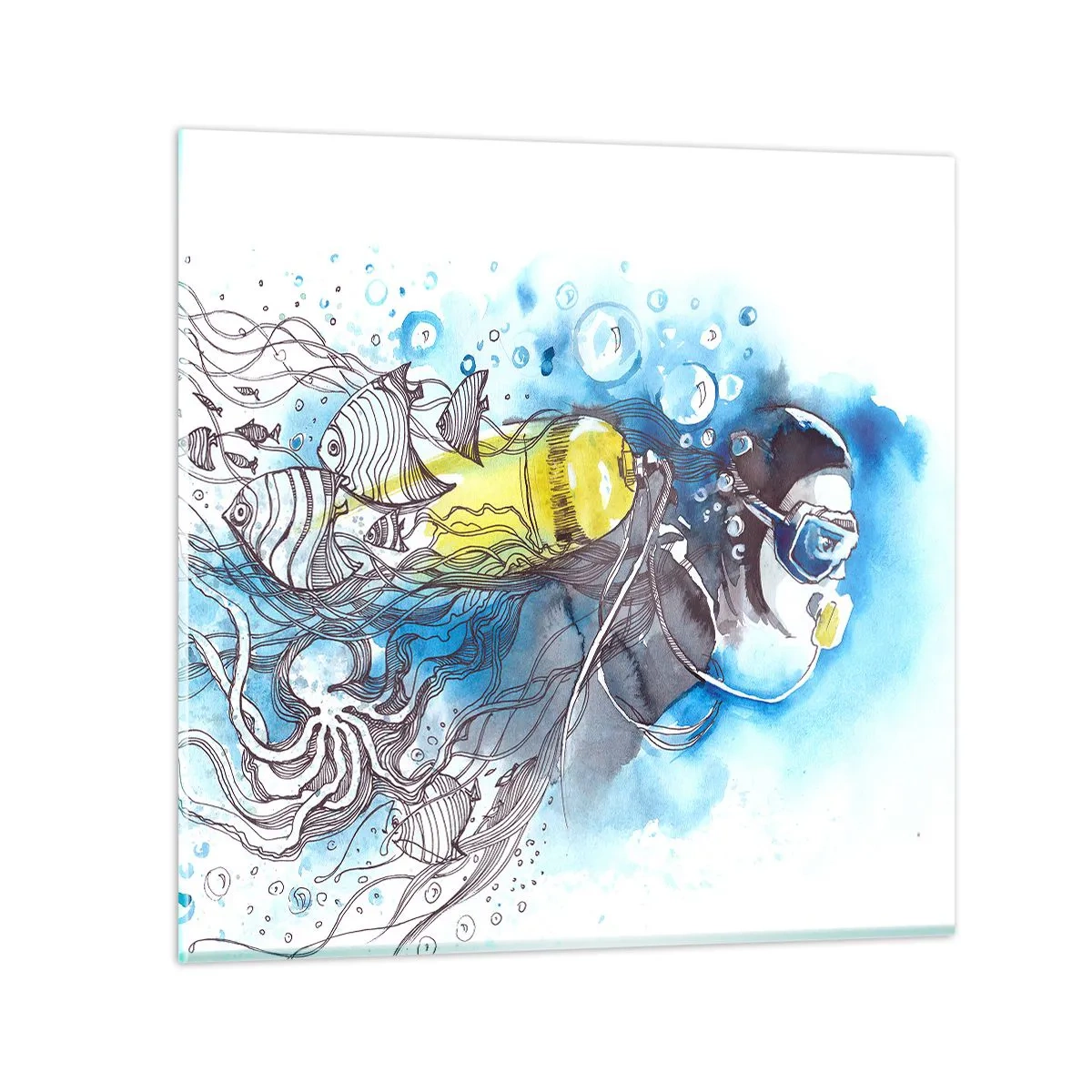 Cuadro sobre vidrio - Impresiones sobre Vidrio - Sumergirse en lo desconocido - 60x60 cm
