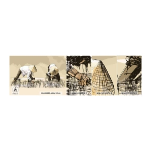 Muestra de fotomural autoadhesivo Deluxe Sticker - De una cosecha exitosa - Asia, Plantación de arroz, Campo de arroz - 100x30 cm