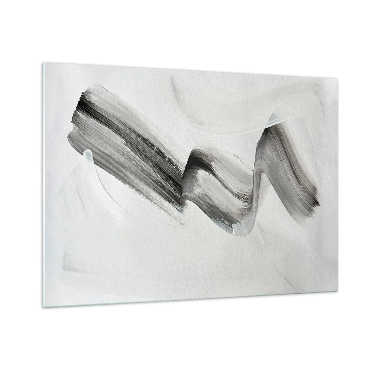 Cuadro sobre vidrio - Impresiones sobre Vidrio - Pincelada abstracta gris sobre un fondo claro - 100x70cm - Solo por diversión - Decoración de pared moderna para salón y dormitorio ARTTOR