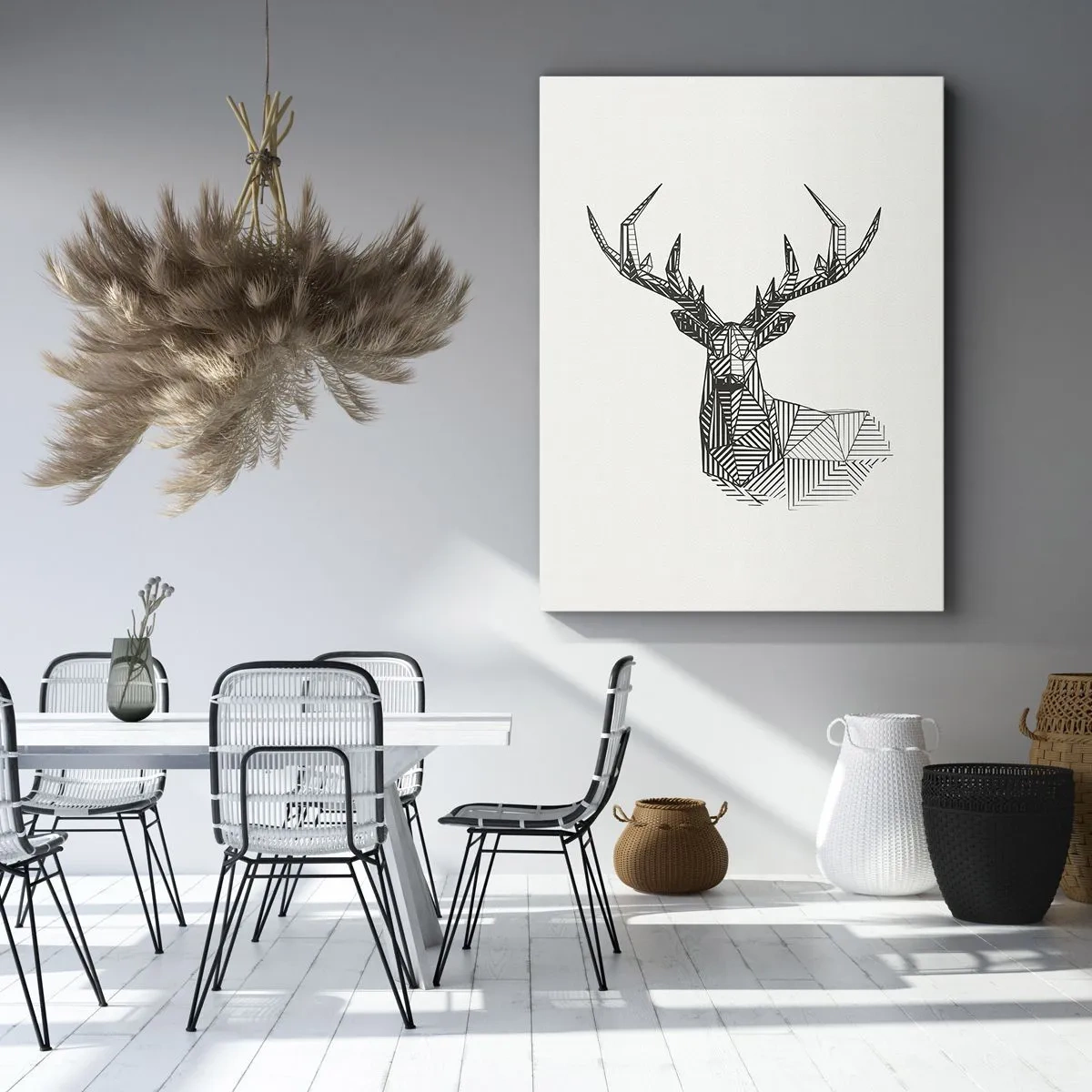 Cuadro sobre lienzo - Impresión de Imagen - Ciervo en estilo cubista - 65x120 cm