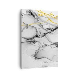 Cuadro sobre lienzo - Impresión de Imagen - Patrones abstractos en blanco y negro con acentos dorados - 70x100cm - Composición con motivo de oro - Decoración de pared moderna para salón y dormitorio ARTTOR
