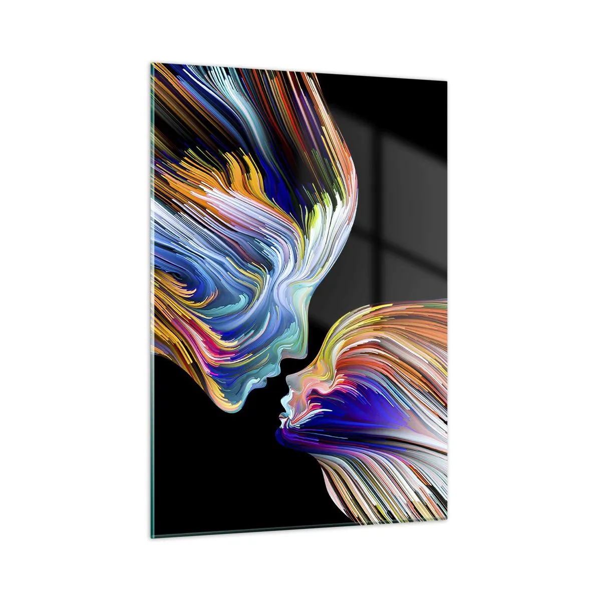 Cuadro sobre vidrio - Impresiones sobre Vidrio - Una imagen abstracta de dos caras con una fusión de energía y luz. - 50x70cm - Una fusión de energía y luz - Decoración de pared moderna para salón y dormitorio ARTTOR