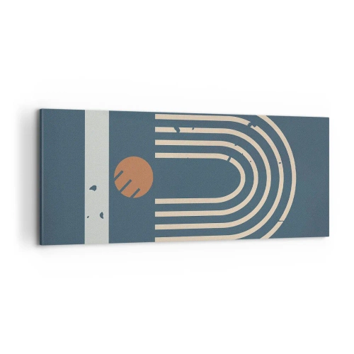 Cuadro sobre lienzo - Impresión de Imagen - Geometría sobre azul marino - 100x40 cm