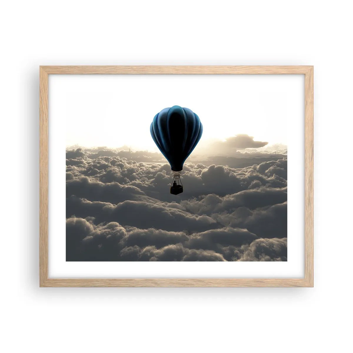 Póster en marco roble claro - Un viajero por encima de las nubes - 50x40 cm
