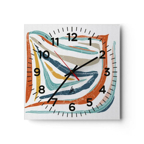 Reloj de pared - Reloj de vidrio - Abstracción sonriente y amistosa - 40x40 cm
