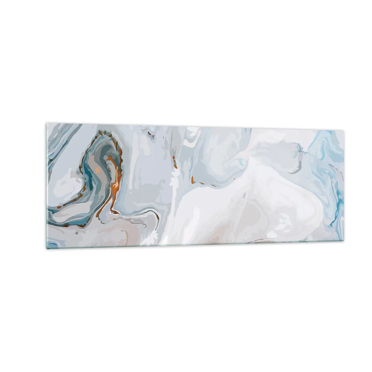 Cuadro sobre vidrio - Impresiones sobre Vidrio - Ondas abstractas en tonos azules y blancos - 140x50cm - Blanco fusión - Decoración de pared moderna para salón y dormitorio ARTTOR
