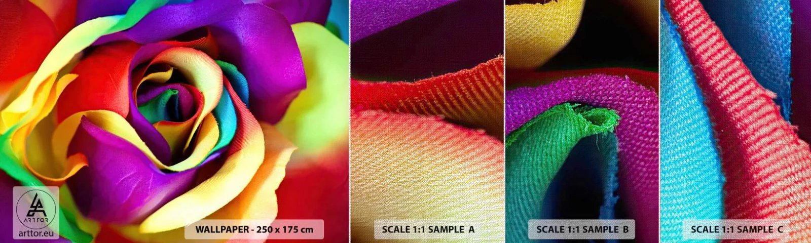 Muestra de fotomural Premium Canvas - Es imposible - Abstracción, Flor, Rosa colorida - 100x30 cm