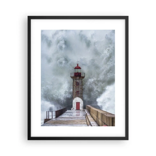 Póster en marco negro - El rugido de las aguas, la fuerza del viento - 40x50 cm