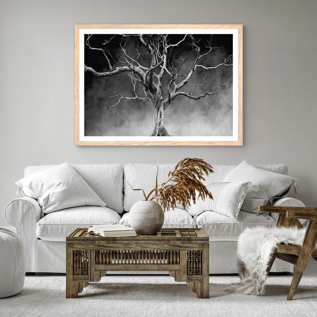 Póster en marco roble claro - Primordial y sagrado - 100x70 cm