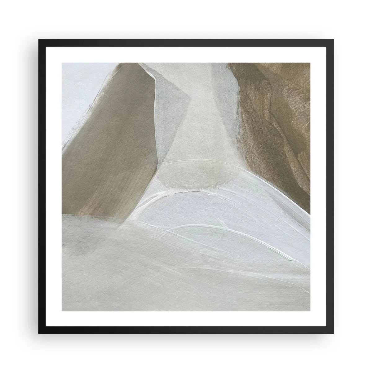 Póster en marco negro - Ola de blanco - 60x60 cm