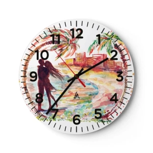 Reloj de pared - Reloj de vidrio - Unas vacaciones románticas - 30x30 cm