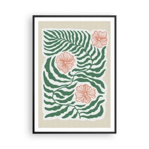 Póster en marco negro - Florecido en verde - 70x100 cm