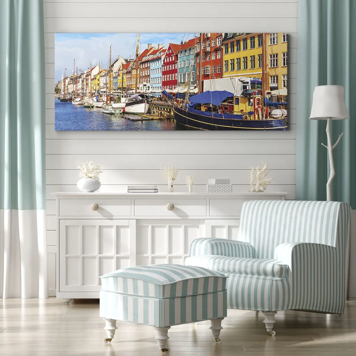 Cuadro sobre lienzo - Impresión de Imagen - Muelle alegre - 100x40 cm