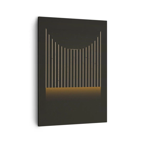 Cuadro sobre lienzo - Impresión de Imagen - Patrón geométrico con rayas sobre fondo oscuro. - 50x70cm - Explorar la oscuridad - Decoración de pared moderna para salón y dormitorio ARTTOR