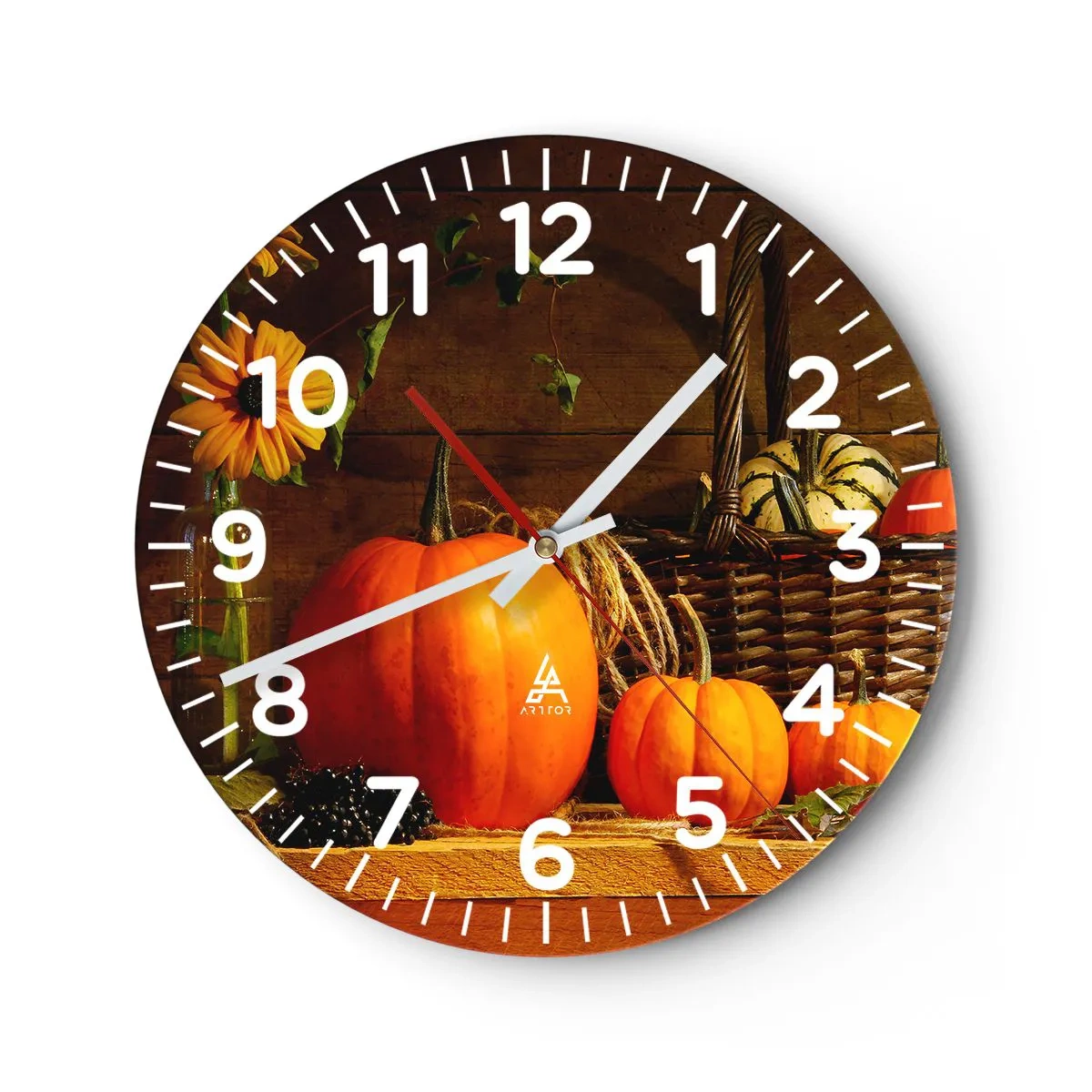 Reloj de pared - Reloj de vidrio - Composición rústica - regalos de otoño - 30x30 cm