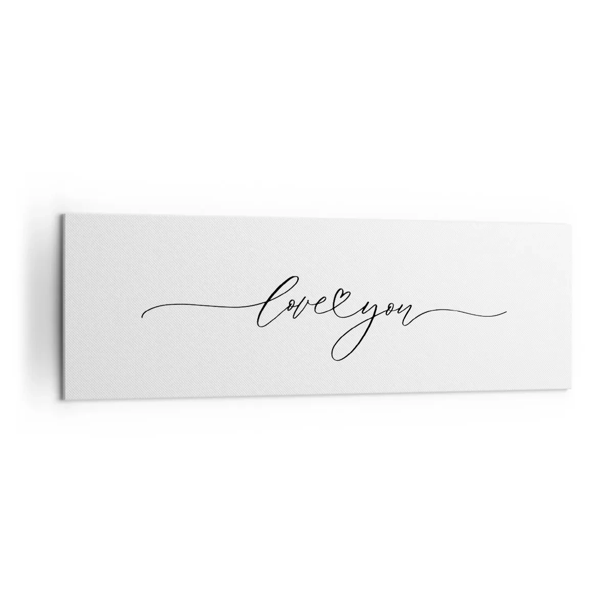 Cuadro sobre lienzo - Impresión de Imagen - La inscripción "Te amo" en una fuente elegante. - 160x50cm - Negro sobre blanco - Decoración de pared moderna para salón y dormitorio ARTTOR