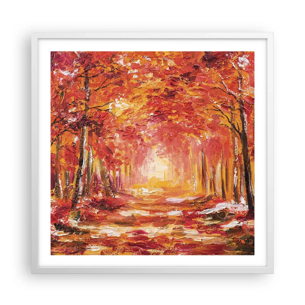 Póster en marco blanco - Bosque de cobre - 60x60 cm
