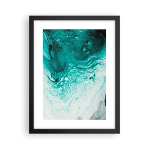 Póster en marco negro - Disolución en blanco y turquesa - 30x40 cm