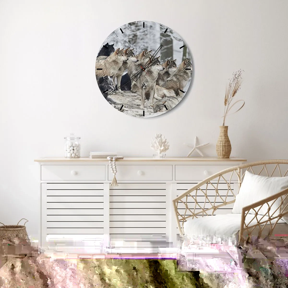 Reloj de pared - Reloj de vidrio - Familiares y amigos - 30x30 cm