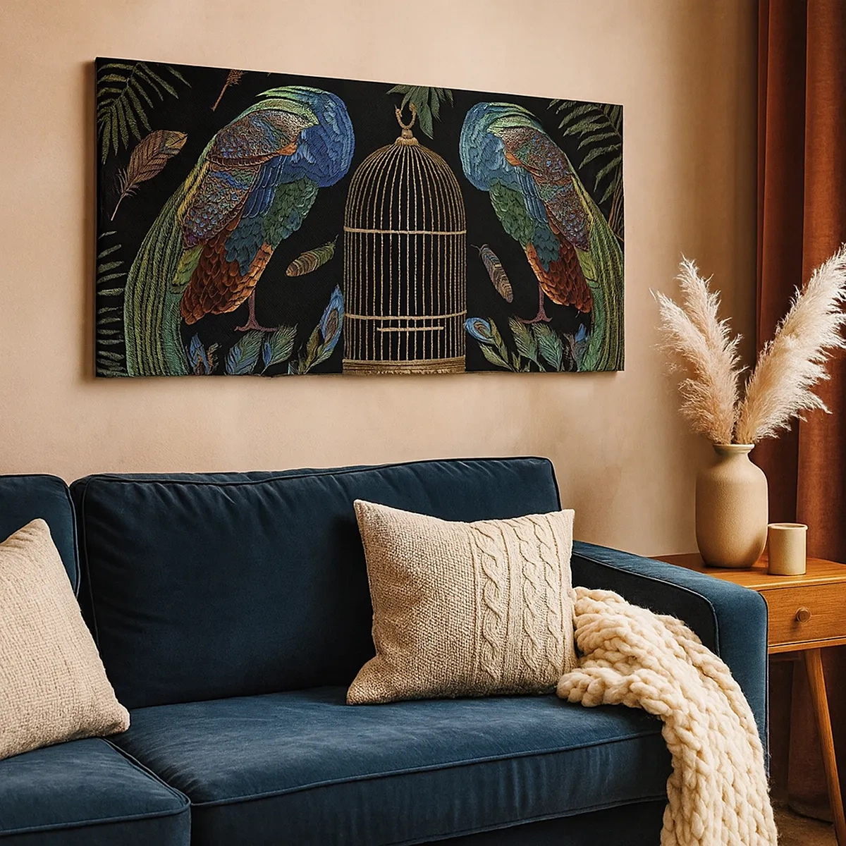 Cuadro sobre lienzo - Impresión de Imagen - Con plumajes reales - 30x30 cm