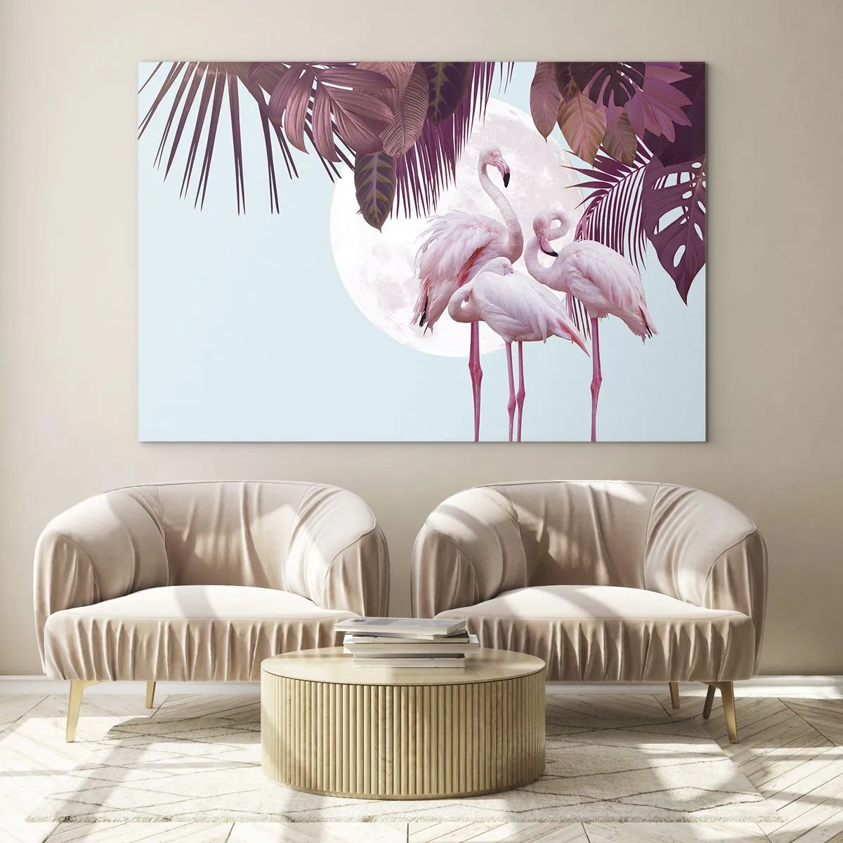 Cuadro sobre vidrio - Impresiones sobre Vidrio - Tres gracias de pájaro - 100x70cm - La grandeza de las aves - Decoración de pared moderna para salón y dormitorio ARTTOR