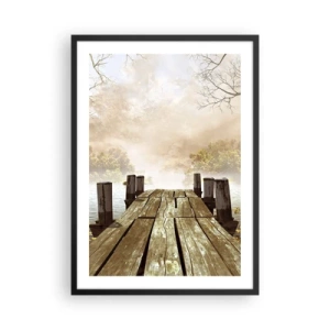 Póster en marco negro - Un viejo muelle de madera sobre un lago en un entorno brumoso. - 50x70cm - La leve tristeza del otoño - Decoración de pared moderna para salón y dormitorio ARTTOR