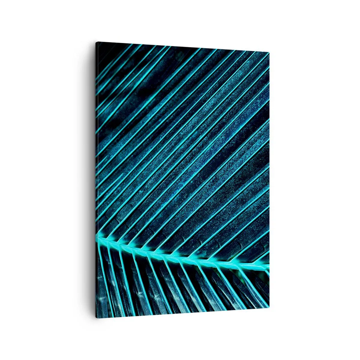 Cuadro sobre lienzo - Impresión de Imagen - Fotografía macro de una hoja en tonos turquesa y azul marino. - 50x70cm - La textura del verde - Decoración de pared moderna para salón y dormitorio ARTTOR