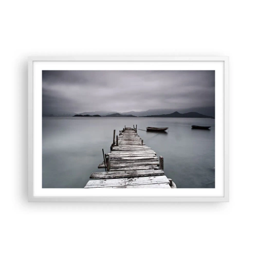 Póster en marco blanco - Mañana partimos - 70x50 cm