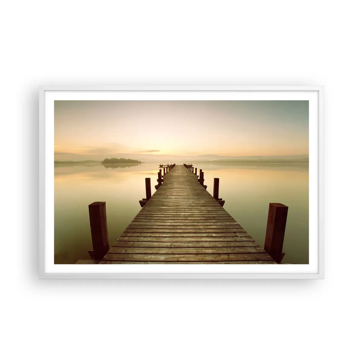 Póster en marco blanco - Antes del amanecer, al amanecer, la luz - 91x61 cm