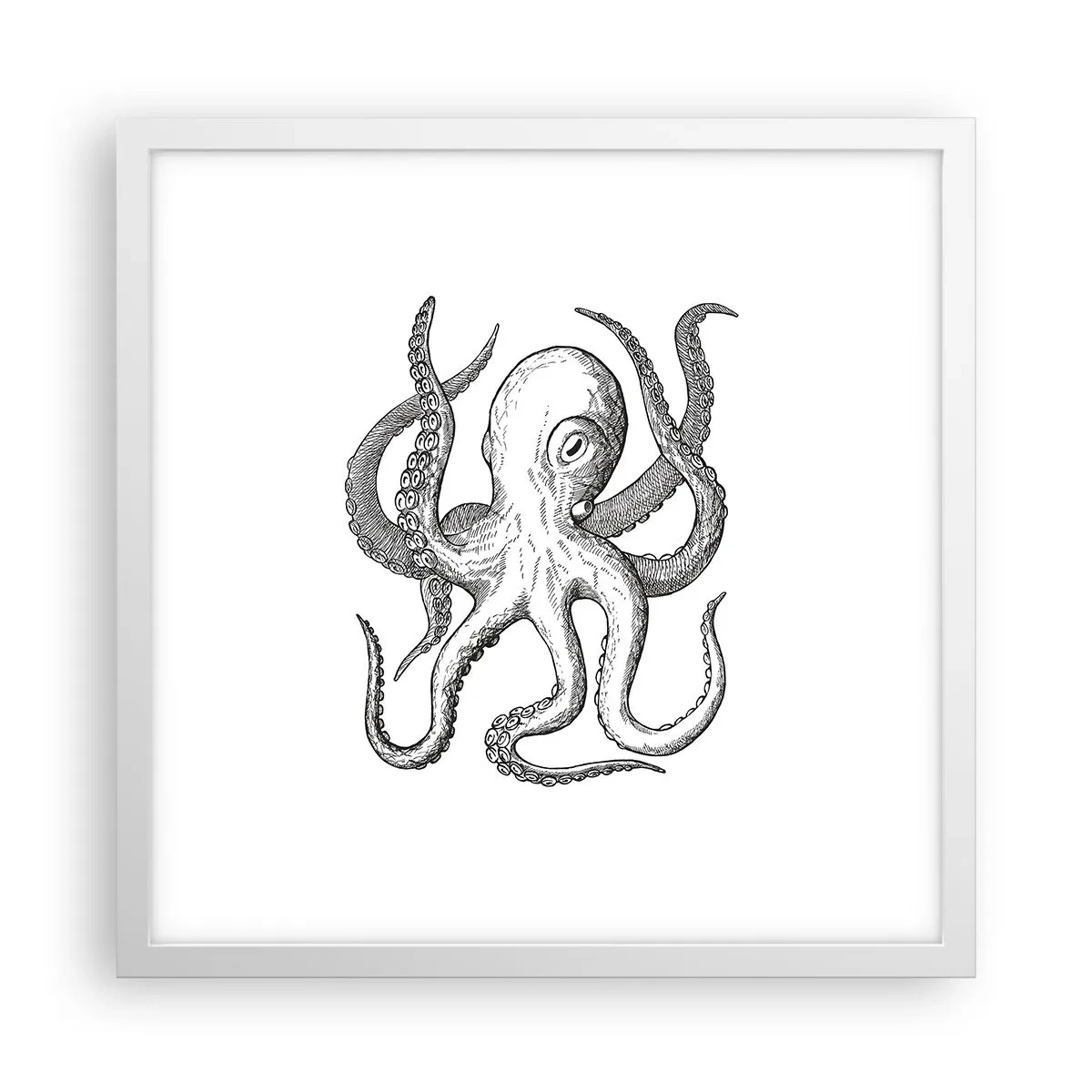 Póster en marco blanco - Bailando con olas - 40x40 cm