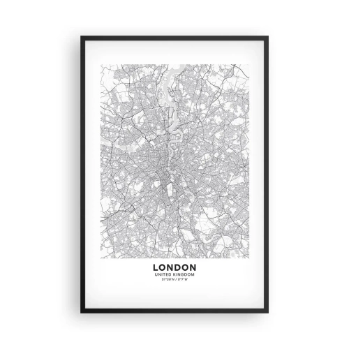 Póster en marco negro - Un mapa del laberinto de Londres - 61x91 cm