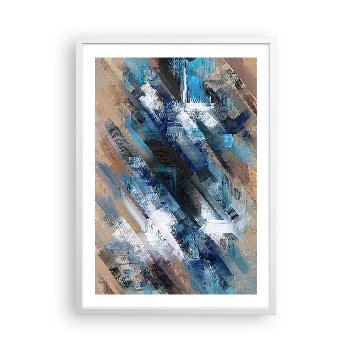 Póster en marco blanco - En una inclinación azul - 50x70 cm