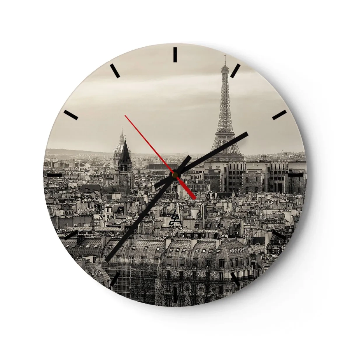 Reloj de pared - Reloj de vidrio - Sobre los tejados de París - 40x40 cm