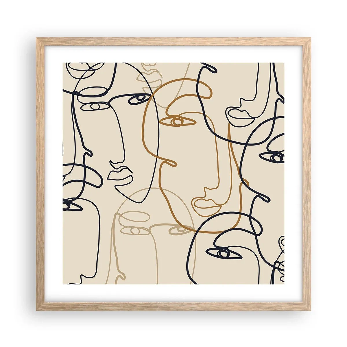 Póster en marco roble claro - Retrato multiplicado - 50x50 cm