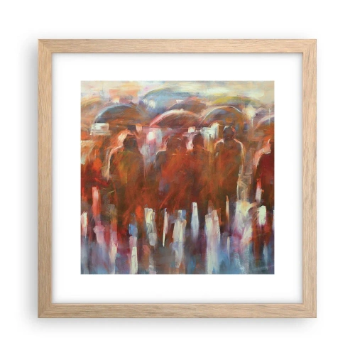 Póster en marco roble claro - Iguales entre la niebla - 30x30 cm