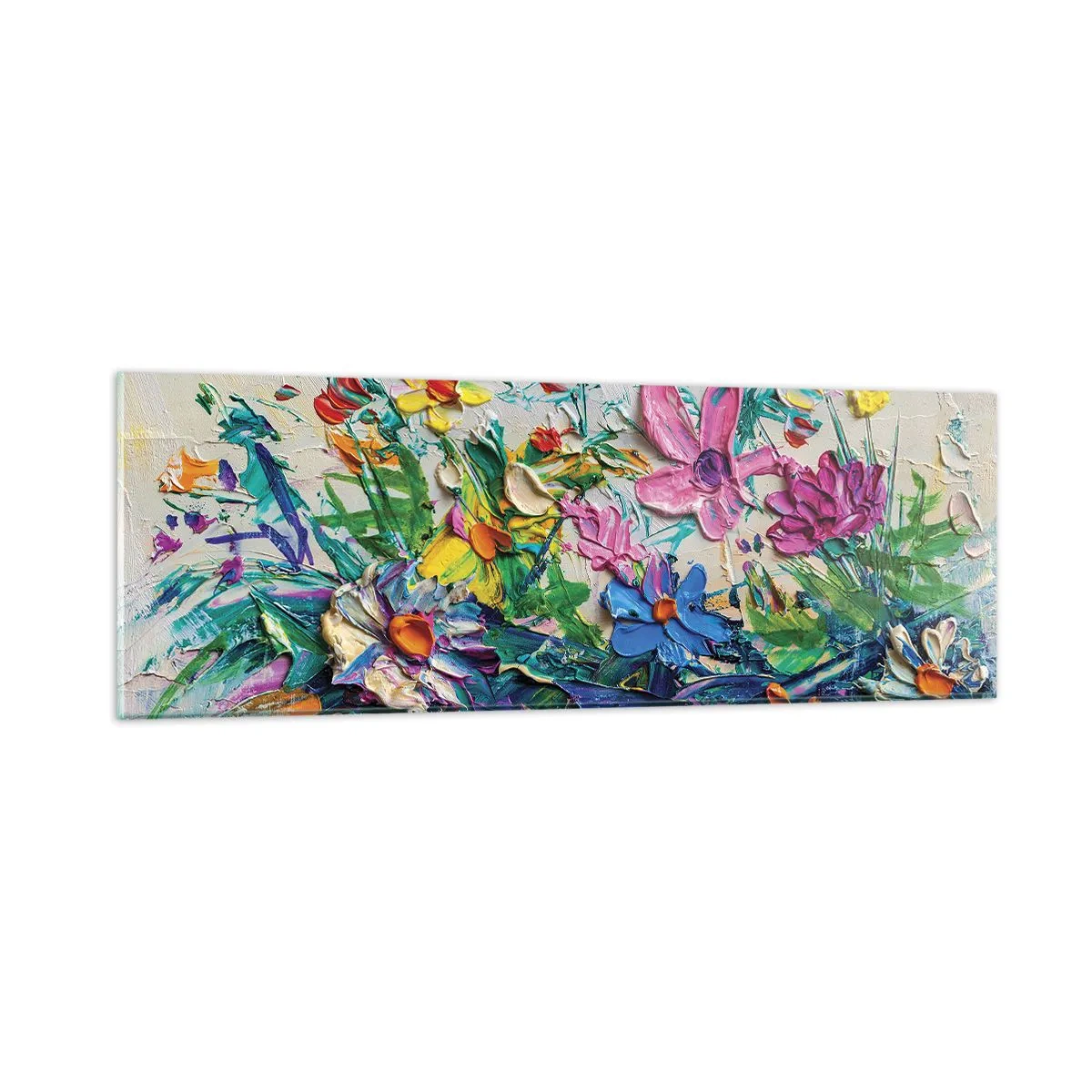 Cuadro sobre vidrio - Impresiones sobre Vidrio - La energía de las flores - 90x30 cm