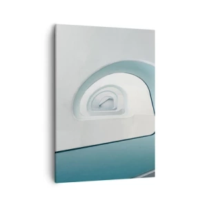 Cuadro sobre lienzo - Impresión de Imagen - Arquitectura minimalista con líneas redondeadas. - 50x70cm - Espiral del río azul - Decoración de pared moderna para salón y dormitorio ARTTOR