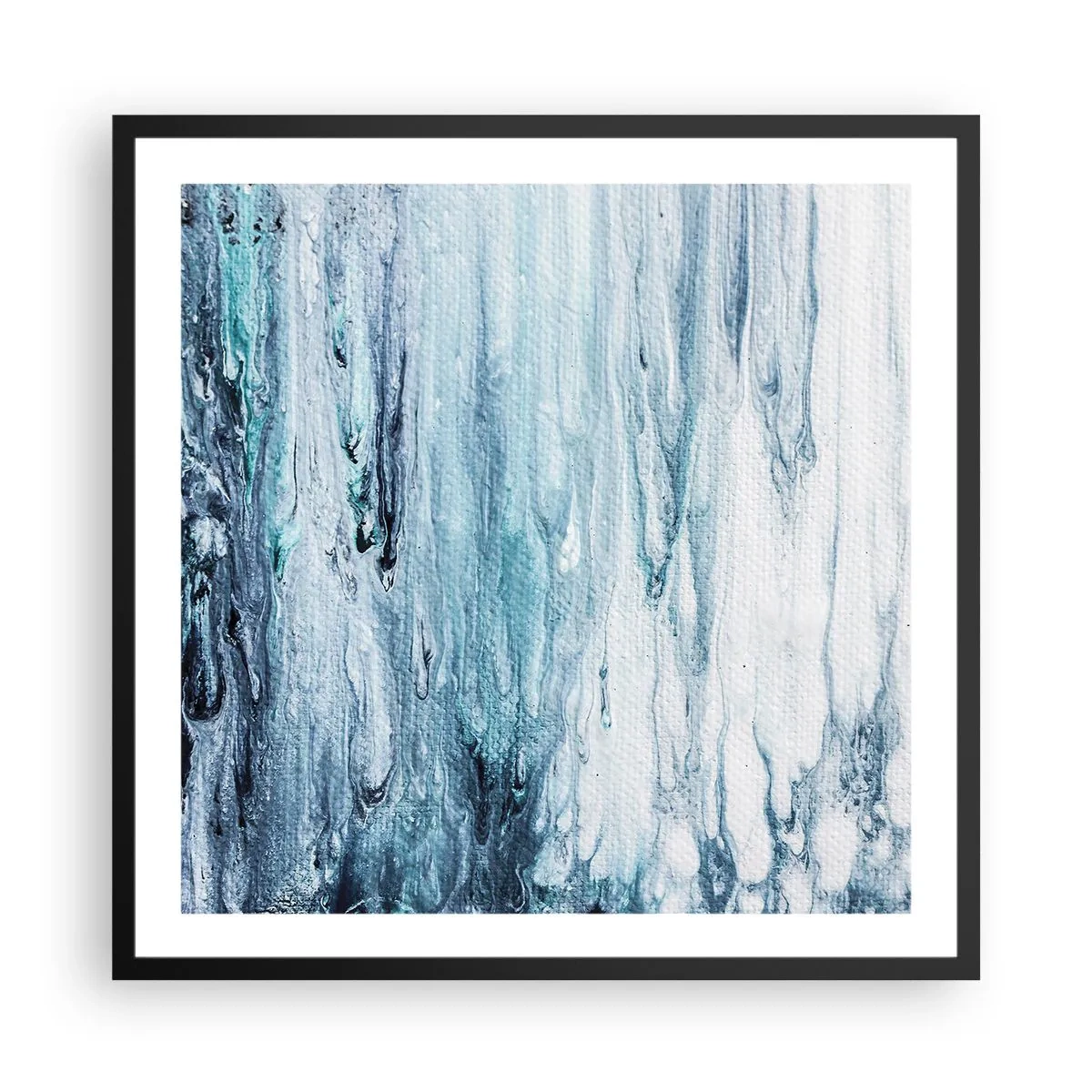 Póster en marco negro - Carámbanos de azul - 60x60 cm