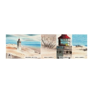 Muestra de fotomural autoadhesivo Deluxe Sticker - Siempre mirando al mar - Faro, Playa, Mar - 100x30 cm