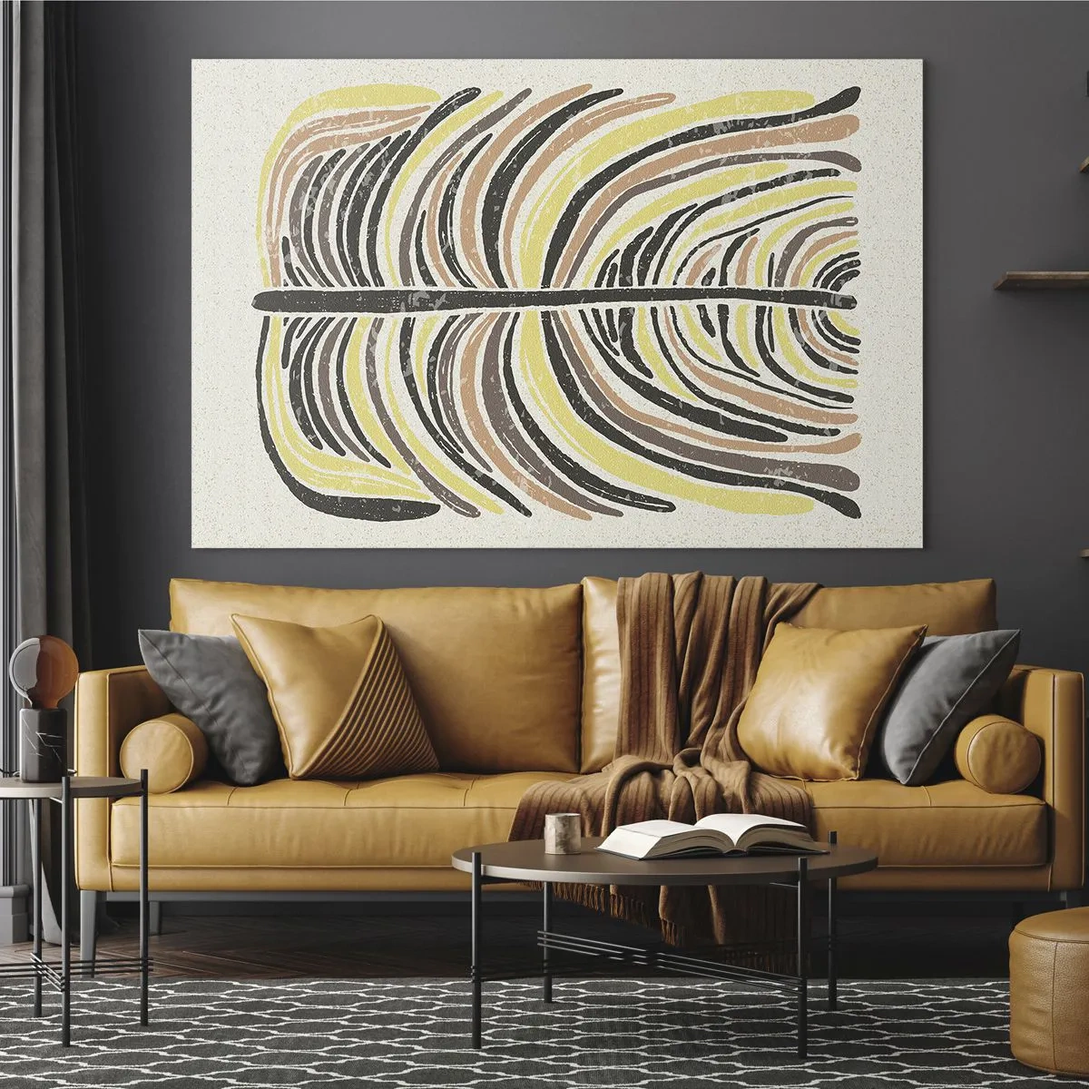 Cuadro sobre vidrio - Impresiones sobre Vidrio - Abstracción orgánica en tonos terrosos cálidos sobre un fondo claro. - 120x80cm - Abstracción vibrante - Decoración de pared moderna para salón y dormitorio ARTTOR