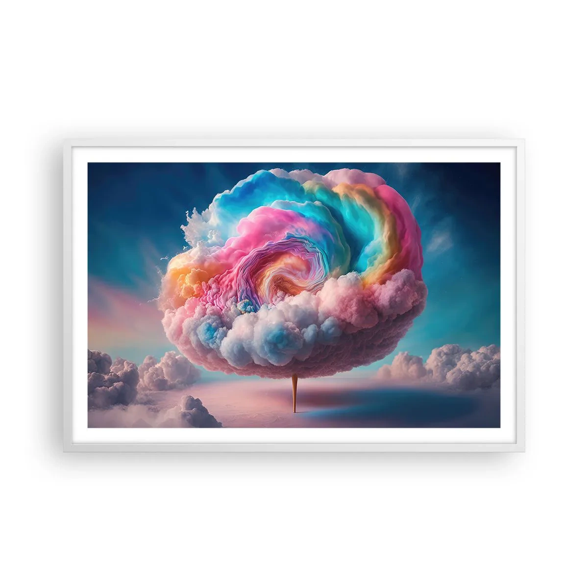 Póster en marco blanco - El sueño de un parque de atracciones - 91x61 cm