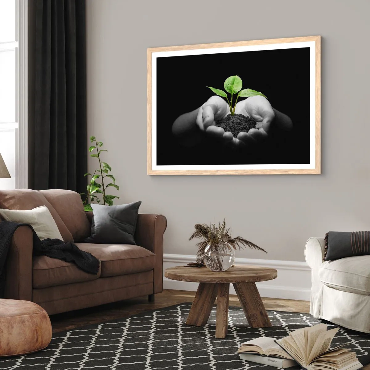 Póster en marco roble claro - Amo la naturaleza, la protejo - 40x30 cm