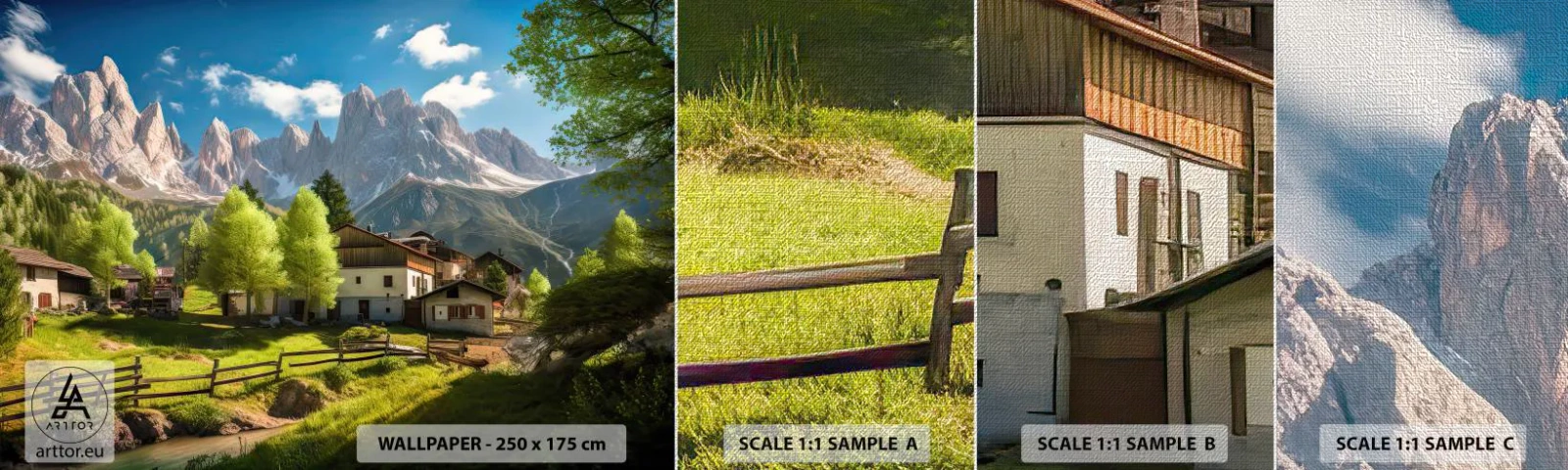 Muestra de fotomural Premium Canvas - Idilio alpino - Montañas, Paisaje, Alpes - 100x30 cm